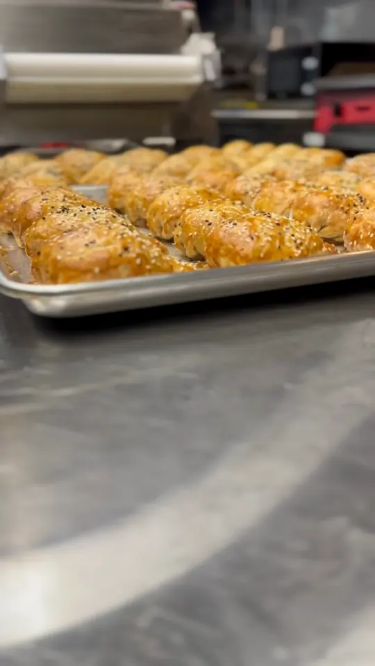 Trays of samsa in the kitchen